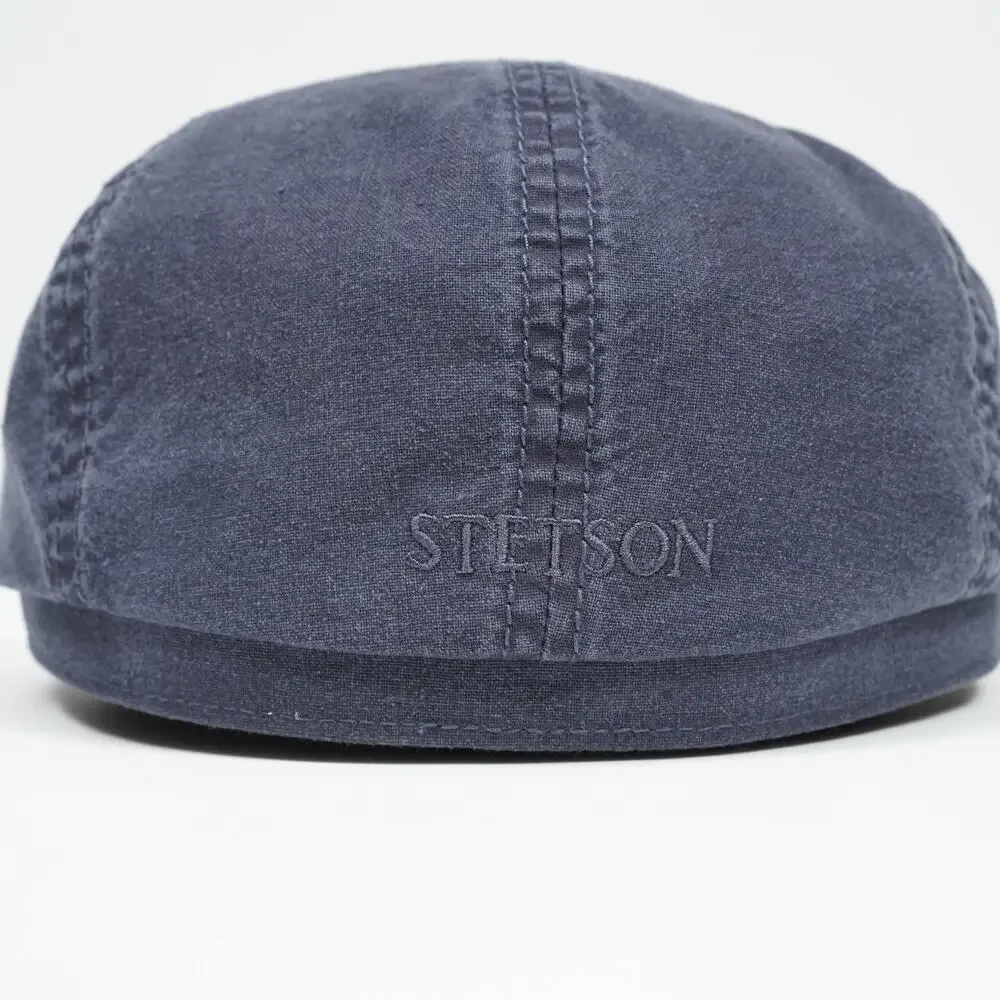 Stetson Delave Hatteras Cap Navy Organic Cotton Newsboy Ivy Hat Size S
